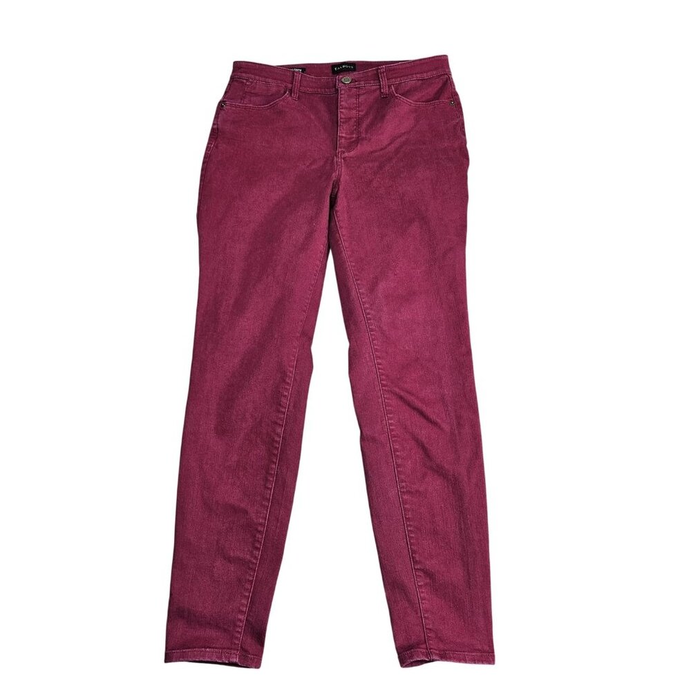 Talbots Jegging Pants Womens 8 Pink Burgundy Mid Rise Denim Leggings Ankle